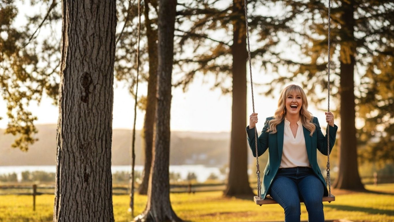 Lara on a swing in a warm, inviting moment ready to begin the journey with you.